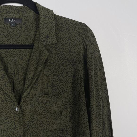 Rails Small S Rebel Olive Speckled Blouse Green Long Sleeve Button Front FLAW - Picture 3 of 9